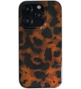 Tortoise Shell Retro Glitter Phone Case for iPhone 16 Pro Max 6.9in,Brown Vintage Amber Turtle Co...