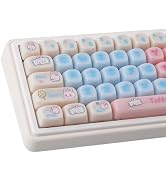 Tsungup MOA Profile,140 Keys Pink Creamy Keycaps 60 65 75 100 Percent | Cute Bunny Ceramic Transl...