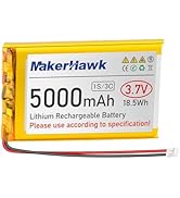 MakerHawk 3.7V 5000mAh LiPo Battery Rechargeable 1S 3C 105080 Lithium Polymer Battery with Protec...