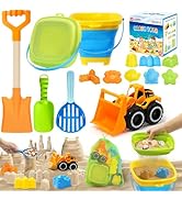 Collapsible Beach Sand Toys Set for Kids - Includes Bucket, Mesh Shovel, Filter Scooper &amp; Castle ...