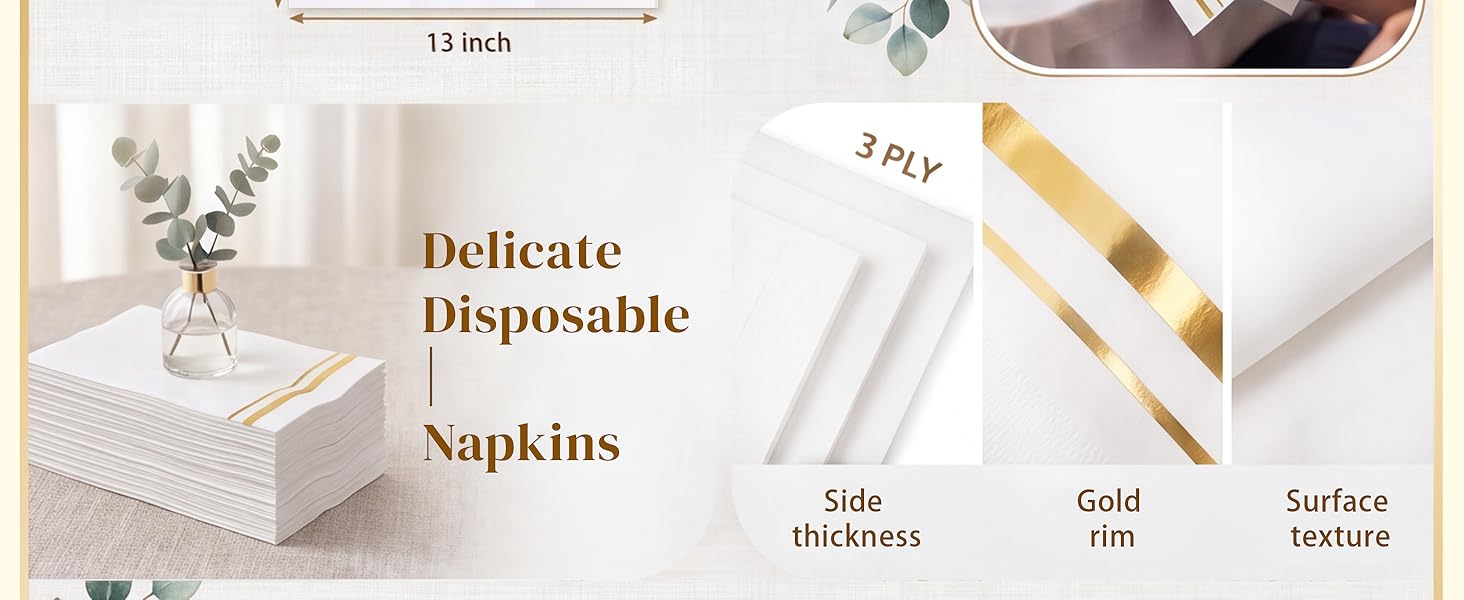 Gold Paper Napkins Disposable