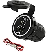 Cigarette Lighter Socket DAMAVO YM1218 USB Type C 12V Waterproof with Cap Type C USB Car Charger ...
