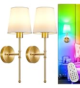 Depuley Battery Operated Wall Sconce: Set of 2 19.99" Wireless Wall Lights with Remote for Bedroo...
