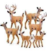 RESTCLOUD Deer Figurines Cake Toppers, Deer Toys Figure, Small Woodland Animals Set of 6