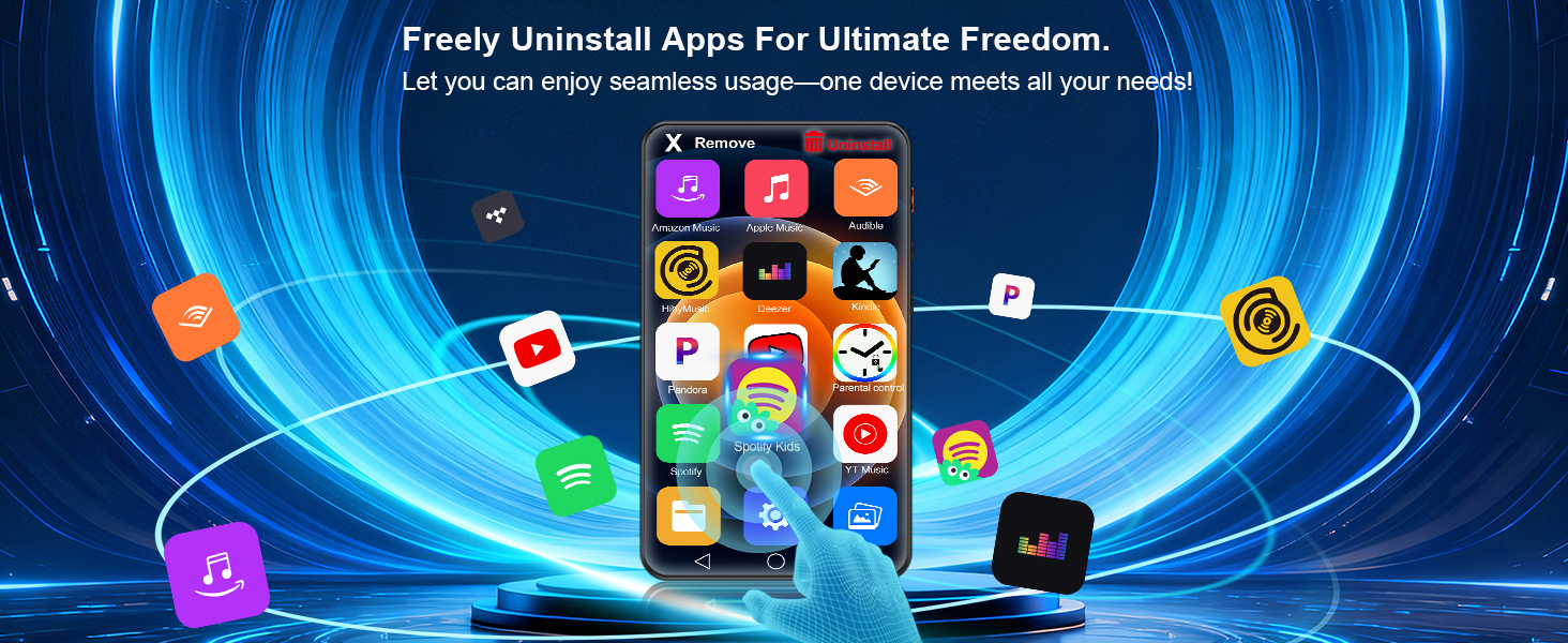 This mp3 music player also allow you freely to uninstall apps