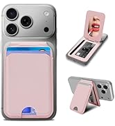 CORLAGOON Magnetic Phone Wallet With Makeup mirror ,5 Card Holder with Adjustable Stand,RFID-Bloc...