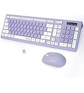 RECCAZR Wireless Keyboard and Mouse Combo, Full-Sized Wireless Keyboard and Adjustable DPI Mouse,...