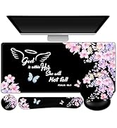 ARTSO Large Mouse Pad Ergonomic Keyboard Wrist Rest Support Combo, Psalm 46:5 God is Within Her, ...