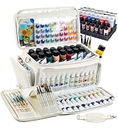 SFYBYHEART Quilted Acrylic Paint Organizer Bag with 13" Brush Holder Case, Art Supply Storage Bag...