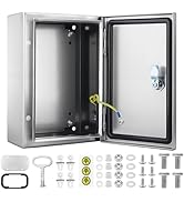 QILIPSU 304 Stainless Steel Electrical Box IP65 Waterproof Steel Project Enclosure Lockable Weath...