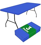 Smiry 3 Pack Rectangle Table Cloth, Elastic Fitted Flannel Backed Vinyl Tablecloths for 6ft Foldi...