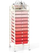 ARLIME 10-Drawer Storage Cart, 10 Drawer Trolley, Rolling Organizer Cart, Scrapbook Paper Organiz...