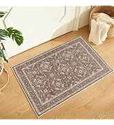 WITSHOCK Washable 2x3 Entryway Area Rug: Soft Non-Slip Backing Washable Rugs Vintage Flower Boho ...