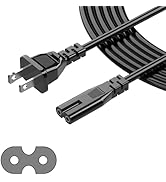 2 Prong TV Power Cord for Samsung, LG, TCL, Sony, Toshiba, Dell, Apple TV, Insignia, Sharp, JVC, ...