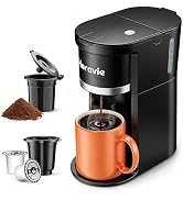 Horavie Small Single Serve Coffee Maker, Fast Brew One Cup Coffee Machine for K Cup and Grounds, ...