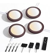 V4light Smart Plug-in LED Puck Lights Brown, Ultra-Thin Under Cabinet Lighting for Kitchen, Close...