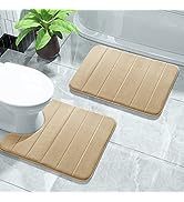 Yimobra Memory Foam Bath Mat Set, 2 Pieces Soft Bathroom Rugs,17x24 and 24x20.4 U-Shaped for Bath...