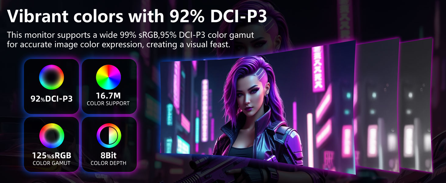 Vibrant colors with 92% DCI-P3