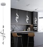 CANEOE Modern Pendant Light Kitchen Island Lighting 6000K Chrome LED Pendant Light Fixtures Over ...