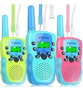Vvinca Walkie Talkies for Kids Rechargeable, Long Range Walkie Talkie Toys for 3-12 Boys Girls Ch...