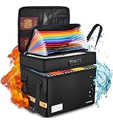 Fireproof Document Box with 13 Pockets Accordian File Organizer, ELOBOON Water-Resistant File Org...