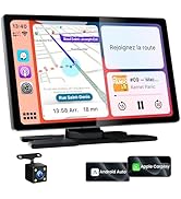 TECXERLLON 9.0" Wireless CarPlay Screen for Car, Android Auto Screen for Car with Backup Camera, ...