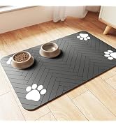 Pet Feeding Mat-Absorbent Pet Placemat for Food and Water Bowl, with Waterproof Rubber Backing, Q...