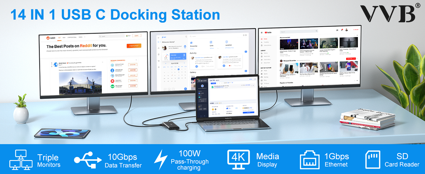docking station for hp lenovo dell laptop docking station dual monitor usb c docking station