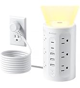 AnnTane Power Strip Tower with Night Light, 15W Surge Protector Power Strip with USB Ports, 10 FT...