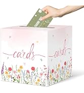 CINSOEN Watercolor Wildflower Card Box, Paperboard 8.7" Card Box for Party Graduation Birthday We...