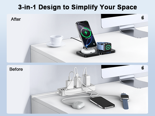 3 in 1 wireless charger for magsafe