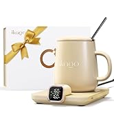 Coffee Mug Warmer Set, ±1°F Precision Temperature Control Smart Heated Mug for Desk, Electric Cof...