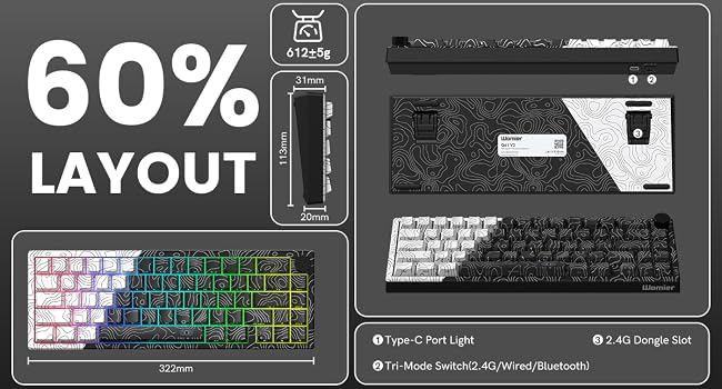 60% Gaming Keyboard RGB Wireless Mechanical Keyboard, Mini Gamer Keyboard with Hot-Swappable