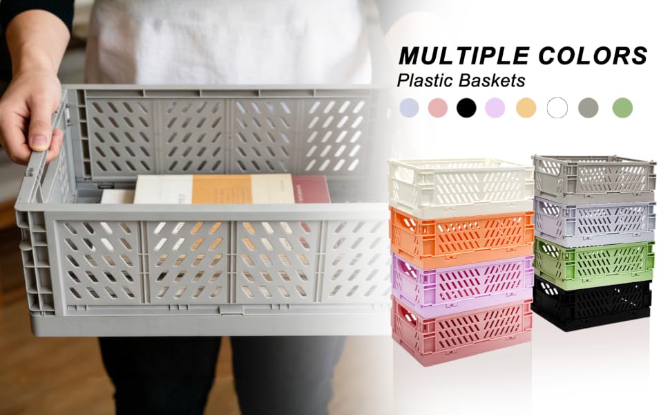 Daixers 6 Pack Mini Foldable Small Plastic Baskets for Organizing and Storage Collapsible Crates
