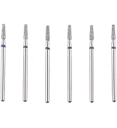 MZCMSL Tapered Barrel Cuticle Drill Bit Set with Case, 6pcs Pro Diamond Nail Bits for Nail Prep,3...