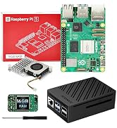 SANOOV Starter Kit for Raspberry Pi 5 16GB RAM with Active Cooler, RPi 5 ABS Case and Raspberry P...