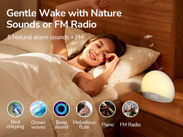 Gentle Wake With Nature Sounds or FM Radio