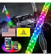 YISWHIS Super Bright Colorful RGB LED Whip Light,Chasing Lighted Whip Lights, Spring Base, IP67, ...