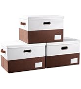 PRANDOM Foldable Storage Bins with Lids [3-Pack] Fabric Collapsible Storage Boxes Baskets Cubes C...