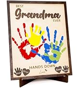 10" Display Size Best Grandma Ever Hands Down Sign – Gift for Grand ma for Birthday, Valentines, ...