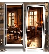 Hasipu Full Length Mirror with Lights, 71" x 24" LED Lighted Floor Standing Mirror, Full Body Dre...