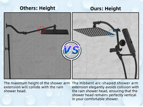 rainfall shower head with metal shower arm extender