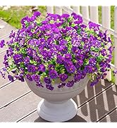Artificial Fake Outdoor Plants Flowers for Spring Summer Decoration, 12 Bundles Silk Purple Morni...