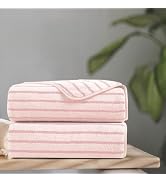 Oliven 2 Piece Pink Cabana Stripe Hand Towels for Bathroom 16"x31" Ultra Soft Breathable Hand Fac...
