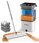 Mop and Bucket Set, Flat Microfiber Mops for Floor Cleaning, Wall Cleaner Mop and Bucket System w...