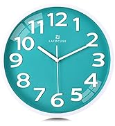 Lafocuse 12 Inch Silent 3D Numbers Teal Wall Clock for Living Room Decor, Battery Operated Teal G...