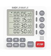 MOSTRUST Digital Dual Kitchen Timer, 4 Channels Independent Countdown Timer, Large Display, On/Of...