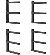 Tigerden Lumber Storage Metal Rack, 3-Level Wall-Mounted Organizer and Wood Rack, Indoor &amp; Outdoo...