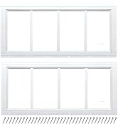 Melkus Shed Window 12"x24" 2 Pack Transom Window Fixed Design with Tempered Glass, Perfect for Sh...