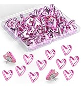 GOOLADA 36 Pieces Pink Decorative Push Pins, Cute Heart Thumbtacks, Cute Push Pins for Corkboard ...